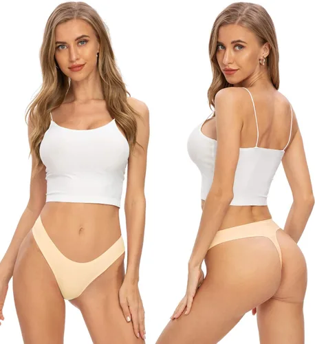 Vista 2 de Tangas para mujer, tangas invisibles para mujer, paquete de ropa interior de bikini de seda de hielo