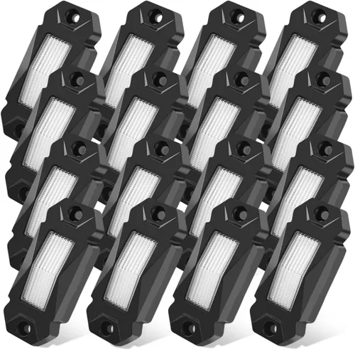 Vista 10 de LEDMIRCY Kit de luces de roca blanca pura con interruptor arnés de cable, 12 luces LED de roca blancas para camiones todoterreno, ATV, UTV, SUV