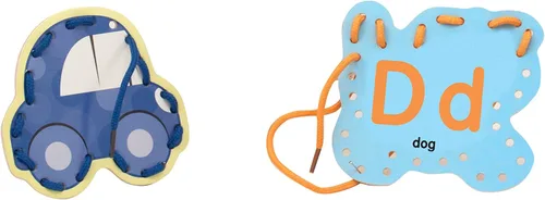 Vista 8 de Melissa & Doug. Juego de tarjetas de madera con paneles de doble cara y cordones a juego