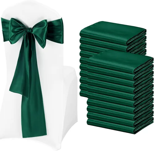 Vista 12 de Pesonlook 50 cintas de satén para silla, lazos de satén negro, lazos para silla, suministros para bodas, recepciones, eventos, banquetes, fiestas