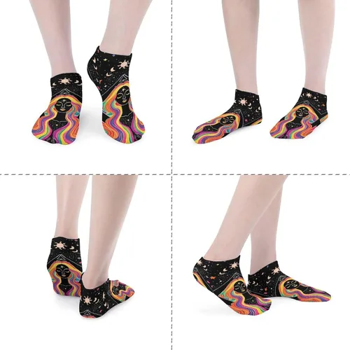 Vista 2 de Calcetines tobilleros unisex con diseño de ángel arco iris, para hombre y mujer, 5 pares