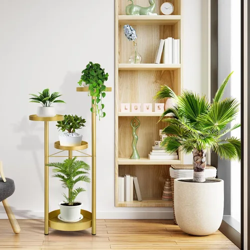 Vista 7 de Matekxy Soporte de metal para plantas para interiores y exteriores, con 4 soportes para macetas, estantes altos de esquina para plantas, estantes