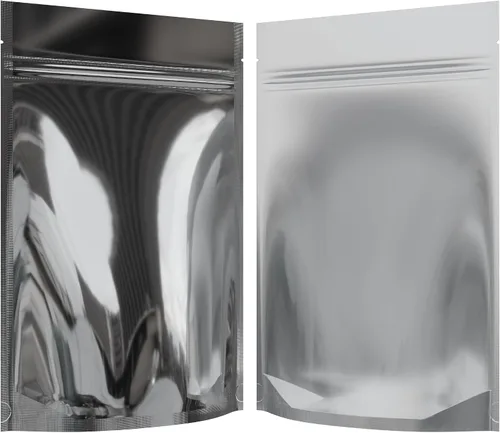 Vista 50 de Bolsas de barrera estilo Mylar – Cremallera con sellado térmico – 100 bolsas (negro brillante/transparente, 0.04 oz - 3 x 4.5 pulgadas)