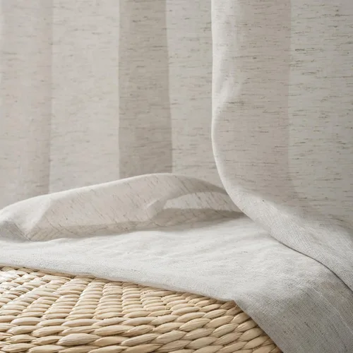 Vista 3 de FMFUNCTEX - Cortinas de lino transparentes para dormitorio, cortinas grises de 63 pulgadas de largo para sala de estar, cortinas de ventana mezcla