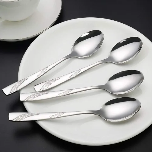 Vista 6 de Bringer Juego de 12 cucharas de postre, acero inoxidable, 6.6 pulgadas