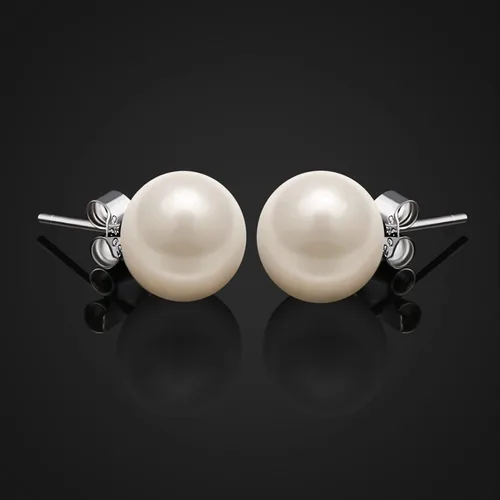 Vista 3 de Jewlldeen Pearl Earrings for women,Plated Sterling Silver 925 Studs, Round Stud Jewelry,Simulated Shell Pearl Earrings