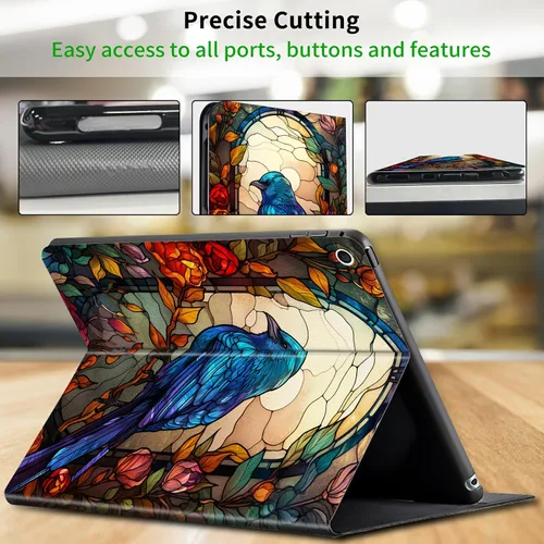 Vista 5 de Funda para tablet Kindle Fire 7 2019/2017 lanzamiento 9ª/7ª generación 7 pulgadas, ligera, protectora de piel sintética, cubierta inteligente