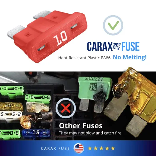 Vista 7 de CARAX Fusible incandescente – Fusible Premium estándar/hoja regular ATC/ATO/ATS – Kit 3A 10 piezas – Fusible automotriz LED brillante al soplar