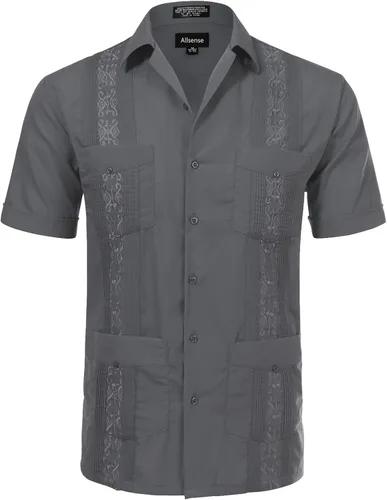 Vista 21 de Allsense - Camisa guayabera cubana de manga corta con botones para hombre