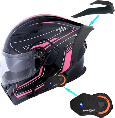 Vista 16 de 1Storm Casco modular de cara completa para motocicleta con doble visera abatible, protector solar: HB89