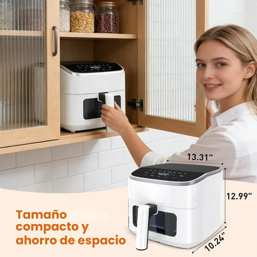 Vista 7 de Freidora de aire de 4 cuartos de galón, freidora de aire compacta con luz interior y ventana de fácil visión, 8 ajustes preestablecidos de cocción