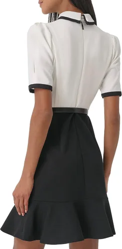Vista 4 de Karl Lagerfeld Paris Vestido de mujer con cinturón y cuello Bloack