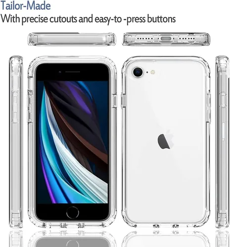Vista 5 de Funda para iPhone SE 2020, iPhone 8, iPhone 7 para niñas y mujeres, transparente, protección de cuerpo completo, a prueba de golpes, carcasa