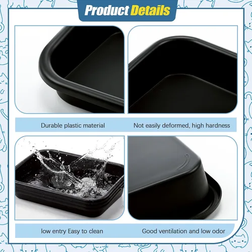 Vista 4 de Uiifan 3 cajas de arena extra grandes para gatos de entrada baja para gatos mayores, caja de arena abierta para gatos mayores, discapacitados, gatos