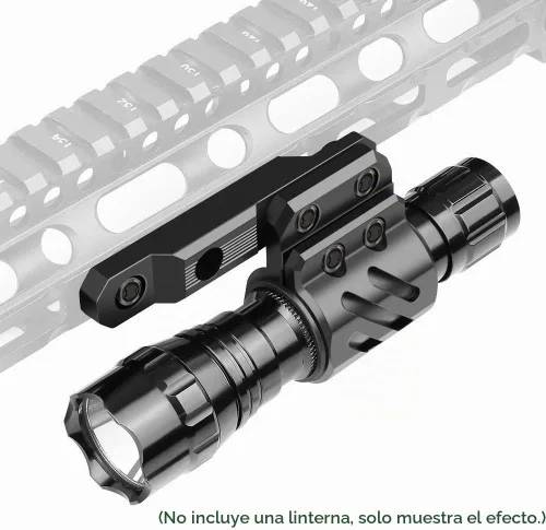 Vista 2 de Feyachi mlok - Soporte de anillo para linterna offset para sistema de riel Mlok, 2 insertos de montaje incluidos para linterna de 1.063 in, 1.000