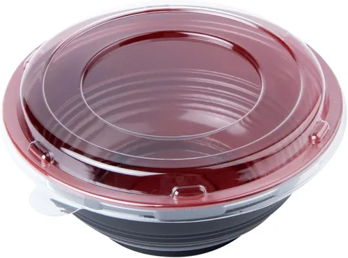 Vista 2 de Restaurantware Tazones de plástico para alimentos de 18 onzas, 200 recipientes desechables con tapa, aptos para Mircowave, sin BPA, cuencos