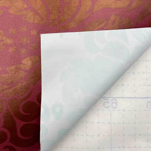 Vista 3 de Yifely Papel autoadhesivo 17.7x118.1 in de los muebles del PVC del trazador de líneas del cajón del estante del damasco dorado rojo