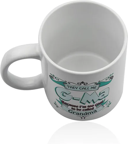 Vista 5 de Taza G-MA 11 oz. taza de cerámica blanca. Taza de café Gma.