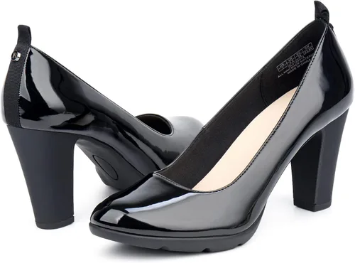 Vista 3 de JENN ARDOR Zapatos de tacón alto con punta redonda cerrada para mujer, zapatos de tacón alto de cuero de 3 pulgadas