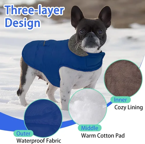 Vista 2 de MIGOHI - Abrigo de invierno cálido para perros - Chaqueta de invierno para perro, chaleco reflectante con forro polar, resistente al viento