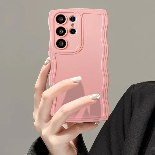 Vista 23 de UEEBAI Funda de silicona con marco ondulado para Samsung Galaxy A13 5G, lindo marco ondulado, ajuste delgado, a prueba de golpes, funda suave y Negro