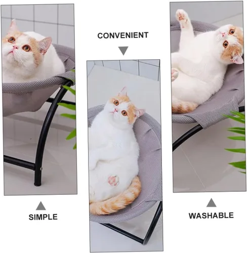 Vista 4 de Cama elevada para gatos con malla transpirable para uso en interiores y exteriores, diseño resistente para mayor comodidad