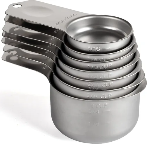 Vista 8 de Juego de tazas medidoras magnéticas de acero inoxidable, tazas medidoras de metal resistentes para ingredientes secos y líquidos (negro)