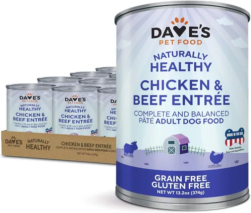 Vista 10 de Dave's Pet Food Alimento húmedo para perros (carne de res y arroz), hecho en Estados Unidos, naturalmente saludable, conserva, sin gluten, 13.2
