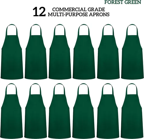 Vista 3 de Green Lifestyle - Juego de 12 delantales unisex, color negro, lavables a máquina, para cocina, manualidades, barbacoa, dibujo, exteriores