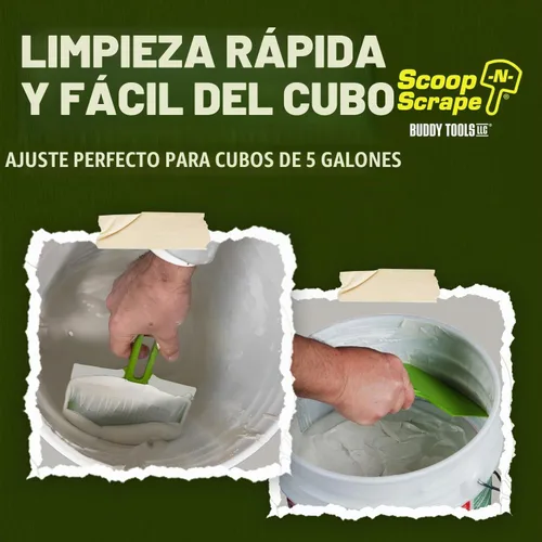 Vista 7 de Buddy Tools - Cuchara curvada para cubos de 5 galones, raspador de cubo de nailon para barro de paneles de yeso, pintura, resina epoxi, raspa cubos