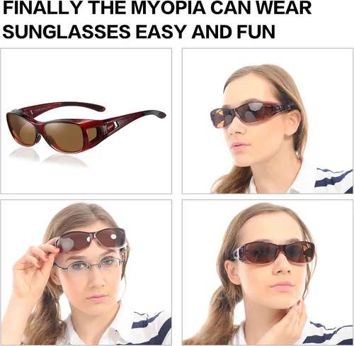 Vista 6 de DUCO Polarized Wraparound Fitover Glasses Wear Over Sunglasses for Men Women UV Protection Sun Glasses 8954