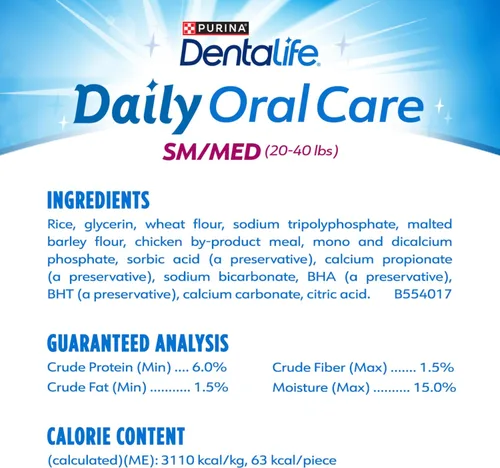 Vista 6 de Purina DentaLife - Masticables dentales diarios para perros de razas pequeñas y medianas, 120
