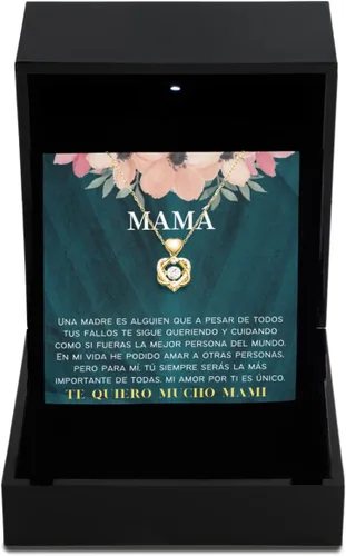 Vista 12 de Collar para mamá con mensaje personalizado, regalo de aniversario de boda o Navidad, cadena para mujer