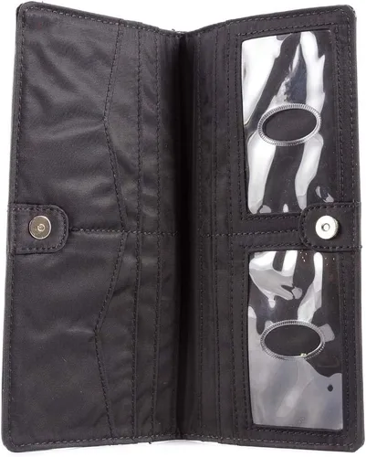 Vista 5 de Big Skinny Billetera ejecutiva de piel para mujer con pliegue doble, porta hasta 40 tarjetas