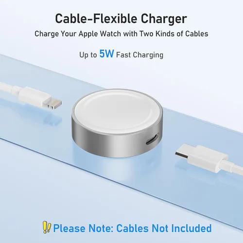 Vista 2 de Elebase for Apple Watch 12 USB C Charger,5W USBC Smartwatch Charging Dock Plateado
