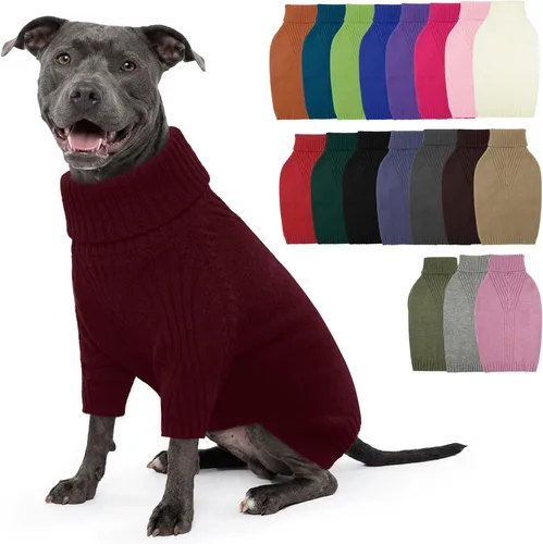 Vista 35 de IECOii Suéter de perro salchicha de cuello alto para perros pequeños, medianos y hembras, elástico y transpirable, abrigo de punto cálido, para Negro