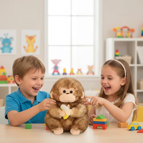Vista 6 de Animal de peluche realista de mono marrón de 9 pulgadas