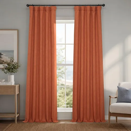 Vista 60 de HPD Half Price Drapes - Cortinas de lino sintético para sala de estar (2 paneles) - 100 pulgadas de ancho x 84 pulgadas de largo - Cortinas