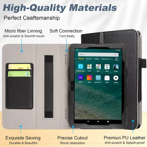 Vista 7 de ACdream Funda para tablet Fire HD 8 y 8 Plus (12ª generación/10ª generación, versión 2022/2020), funda de cuero tipo folio, soporte plegable AA
