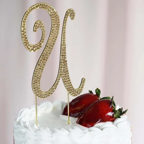 Vista 9 de Efavormart - Decoración para tartas de 4.5 pulgadas de alto con diamantes de imitación dorados brillantes para bodas, fiestas de cumpleaños, eventos