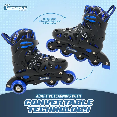 Vista 2 de Chicago Inline Training Roller Skates with Protective Gear for Kids – Durable, Top Performance Roller Blades - Wrist Guards, Kneepads & Backpack