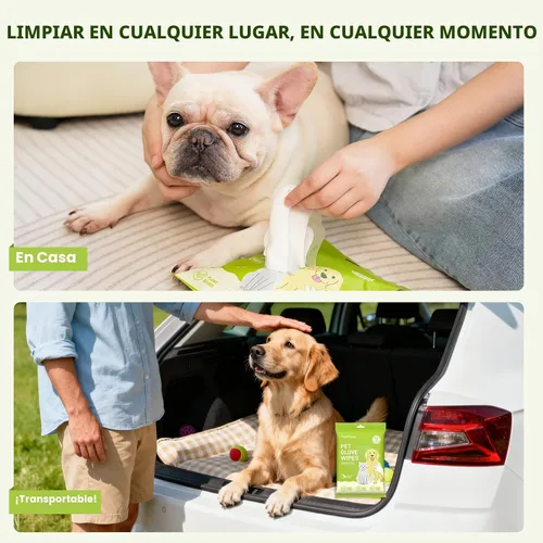 Vista 8 de PawSono 12 toallitas hipoalergénicas para guantes de mascotas para perros