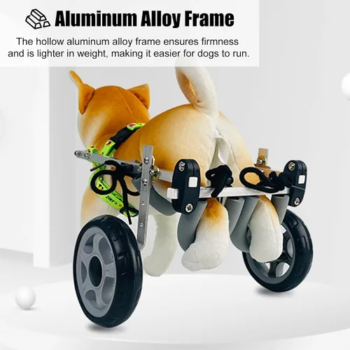 Vista 4 de Silla de ruedas ligera para perros para patas traseras, rodillera doble ajustable para artritis, parálisis y amputación, ruedas de ejercicio