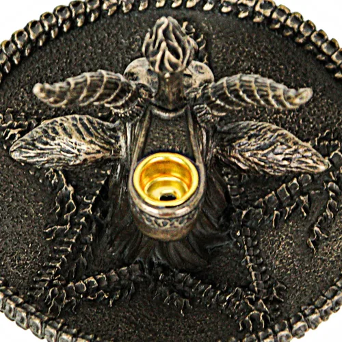 Vista 7 de Veronese Design 4 1/8" Beast Head Baphomet Escultura de resina Acabado Bronce Flujo Incienso Bowl