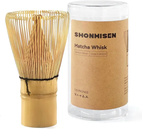 Vista 8 de SHONMISEN Juego de batidor de matcha con cuenco matcha, soporte para batidor de matcha, batidores de bambú matcha, cuchara, tamiz, palito