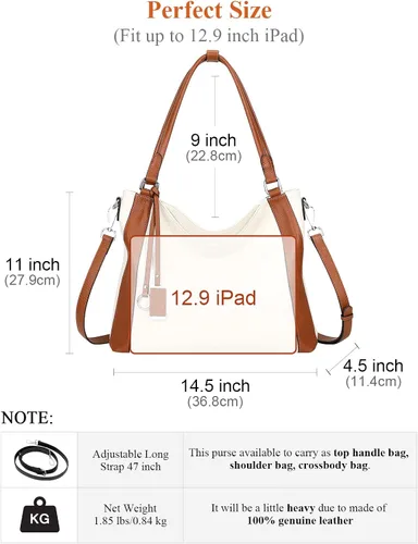 Vista 6 de Over Earth Bolsos de cuero suave para mujer, bolso de hombro tipo hobo grande