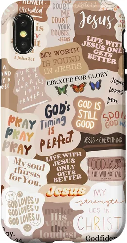 Vista 5 de Funda estética para iPhone 17 con frases positivas con versículos bíblicos cristianos
