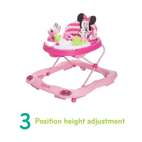 Vista 2 de Andadores y centro de actividades para bebés Minnie Mouse de Disney Baby, andador rosa con música y luces de purpurina