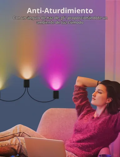 Vista 8 de APPECK - Juego de 4 apliques de pared, luces LED de pared RGBCW de 8 pies con iluminación ambiental