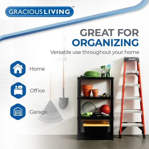 Vista 4 de Gracious Living Estantería de almacenamiento de uso medio con 4 estantes, ventilada, de altura fija, sistema organizador de 14 x 32 x 54.5 pulgadas
